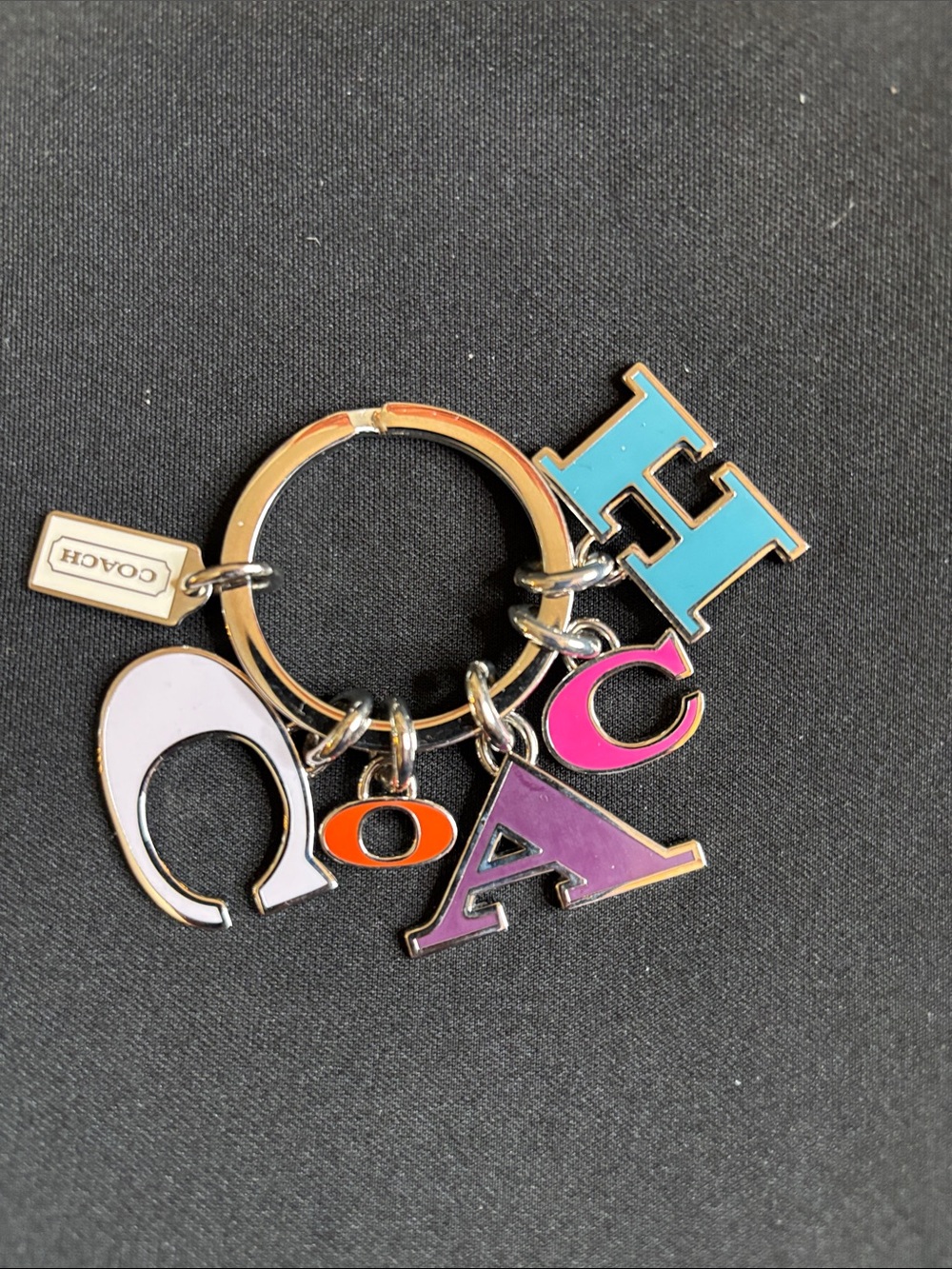 Coach Multicolor Enamel Letter Charm Keyring - Blue/Pink/Purple/Orange/White